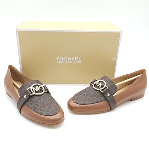 Michael Kors Rory Loafers Women Lugg Multi Leather Slip On Monogram Print Size 7